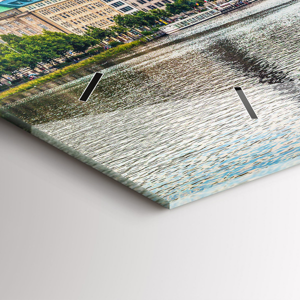 Glass wall clock rectangular Binnenalster in Hamburg