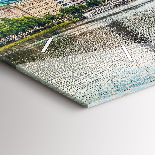 Glass wall clock rectangular Binnenalster in Hamburg