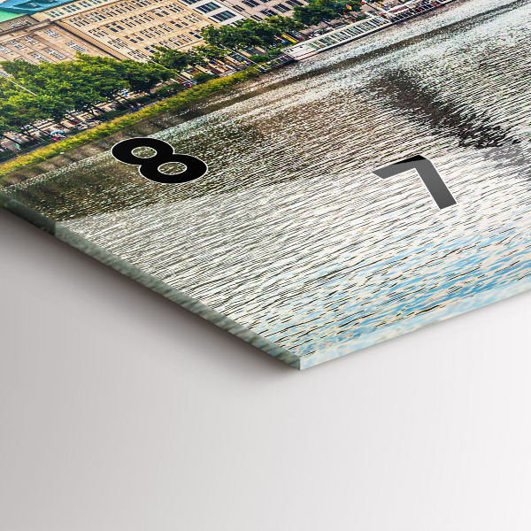 Glass wall clock rectangular Binnenalster in Hamburg