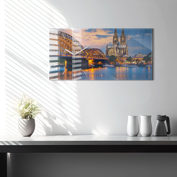 Glass wall clock rectangular View of the town hall
