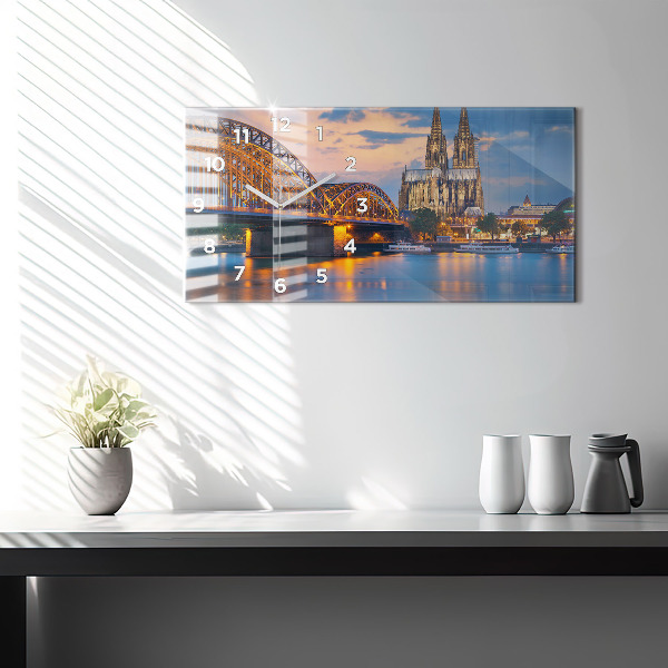 Glass wall clock rectangular View of the town hall