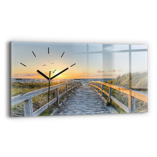 Glass wall clock rectangular Beach Holidays