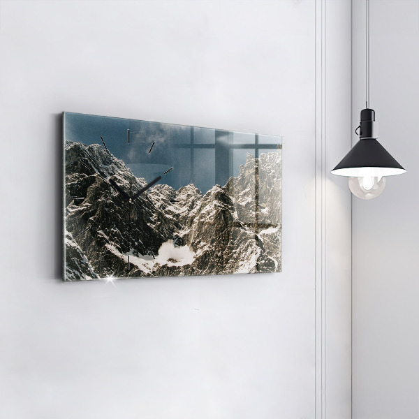Glass wall clock rectangular Watzmann Mountains