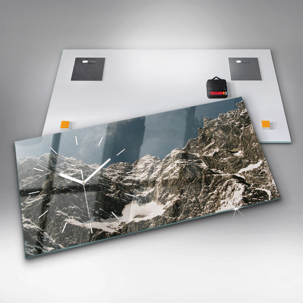 Glass wall clock rectangular Watzmann Mountains