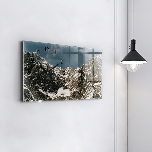 Glass wall clock rectangular Watzmann Mountains