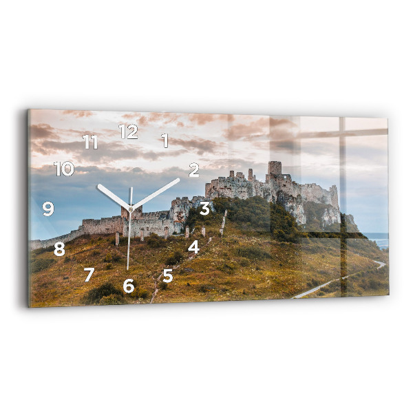 Glass wall clock rectangular Spiš Castle in Slovakia