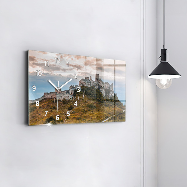Glass wall clock rectangular Spiš Castle in Slovakia
