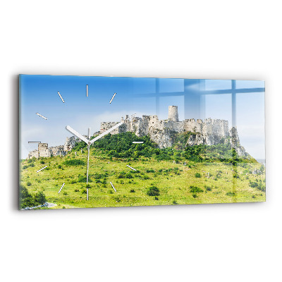 Glass wall clock rectangular Spiš Castle in Slovakia