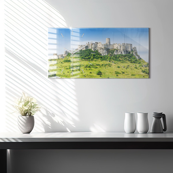 Glass wall clock rectangular Spiš Castle in Slovakia