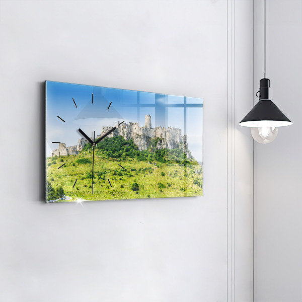 Glass wall clock rectangular Spiš Castle in Slovakia