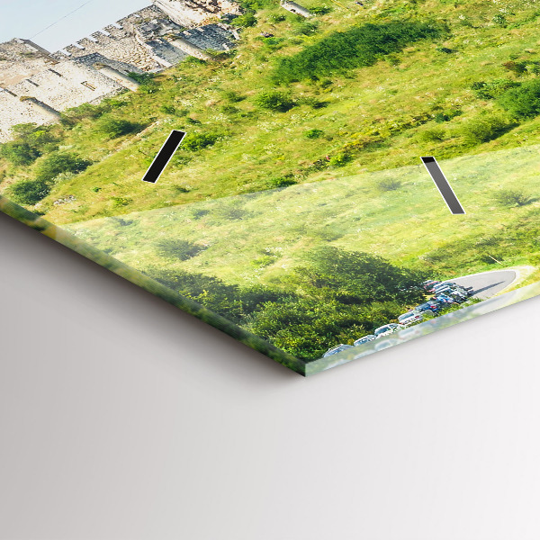 Glass wall clock rectangular Spiš Castle in Slovakia