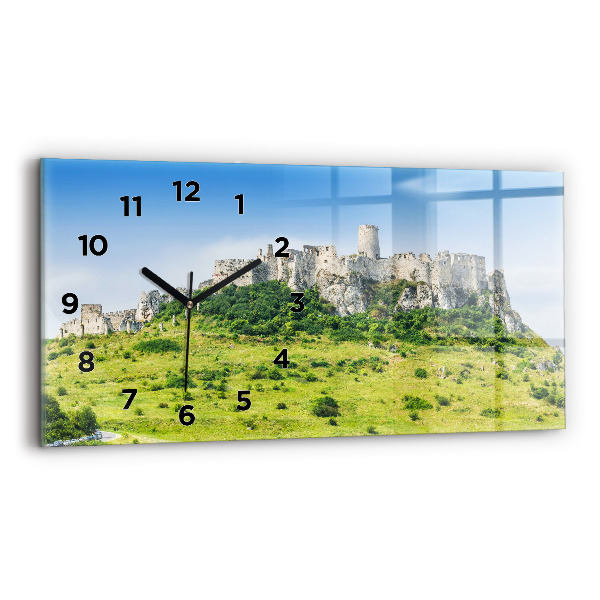 Glass wall clock rectangular Spiš Castle in Slovakia