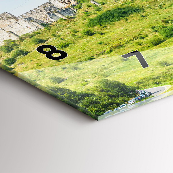 Glass wall clock rectangular Spiš Castle in Slovakia