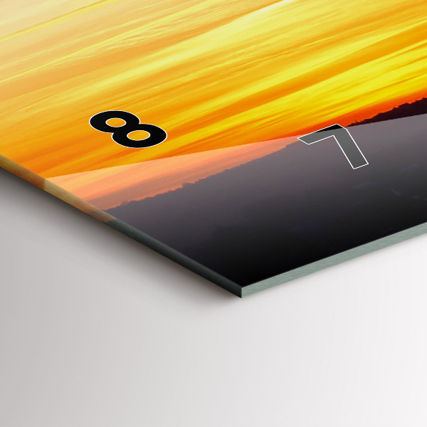 Glass wall clock rectangular Building and sunset