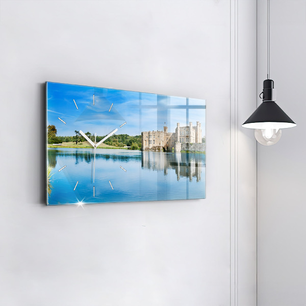 Glass wall clock rectangular Leeds Castle