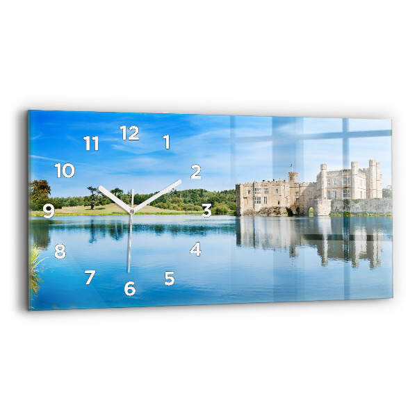 Glass wall clock rectangular Leeds Castle