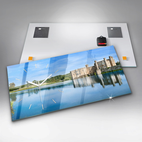 Glass wall clock rectangular Leeds Castle