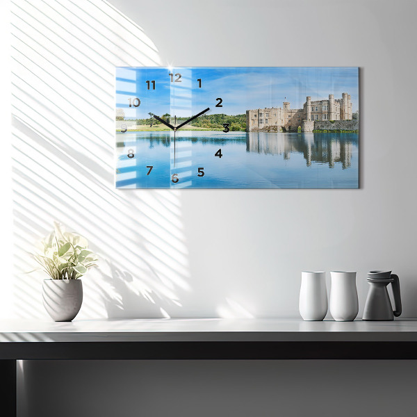 Glass wall clock rectangular Leeds Castle