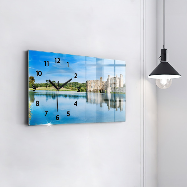 Glass wall clock rectangular Leeds Castle