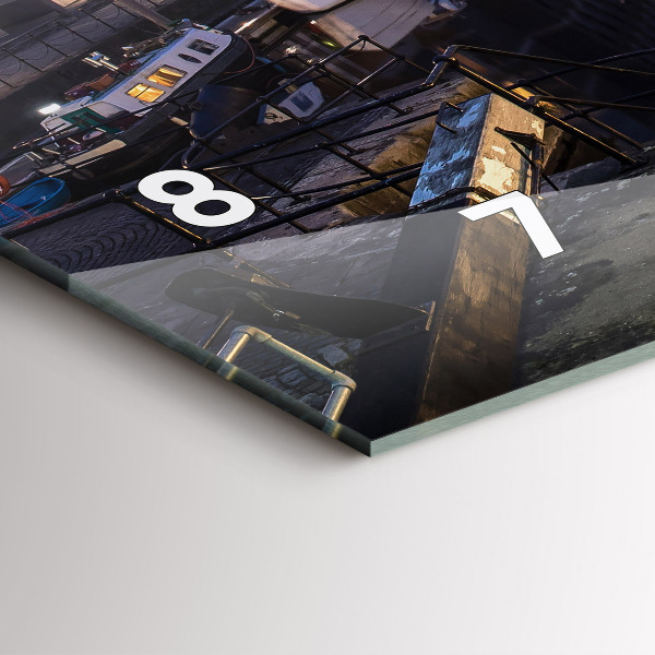 Glass wall clock rectangular The city lit up at night
