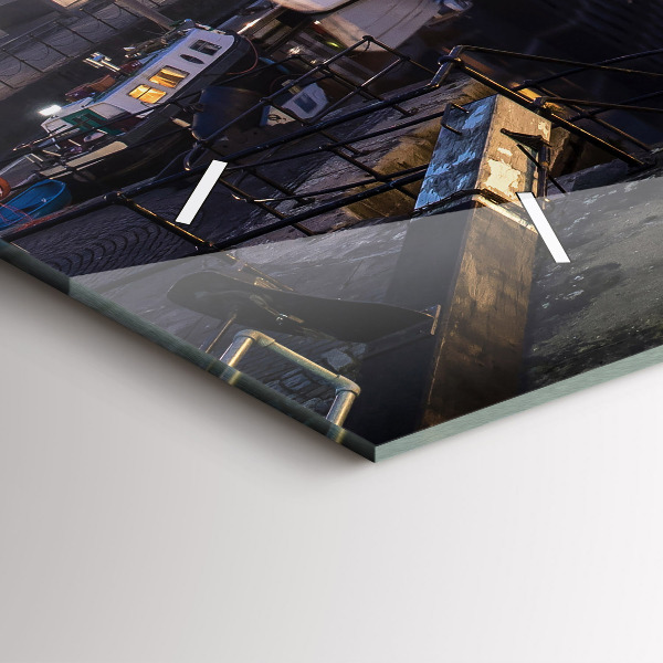 Glass wall clock rectangular The city lit up at night