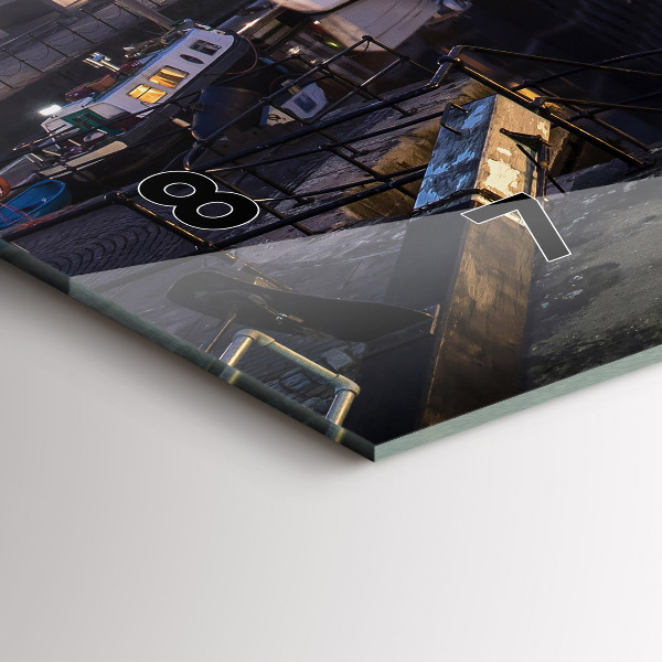 Glass wall clock rectangular The city lit up at night