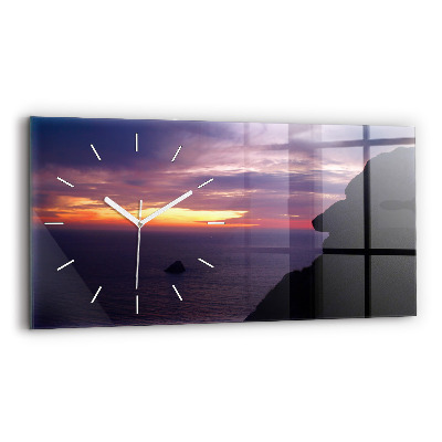 Glass wall clock rectangular Stone head