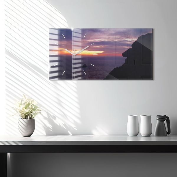 Glass wall clock rectangular Stone head
