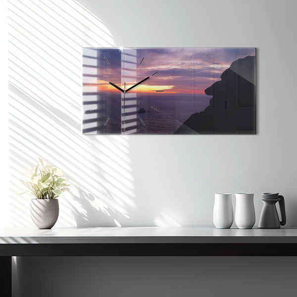 Glass wall clock rectangular Stone head