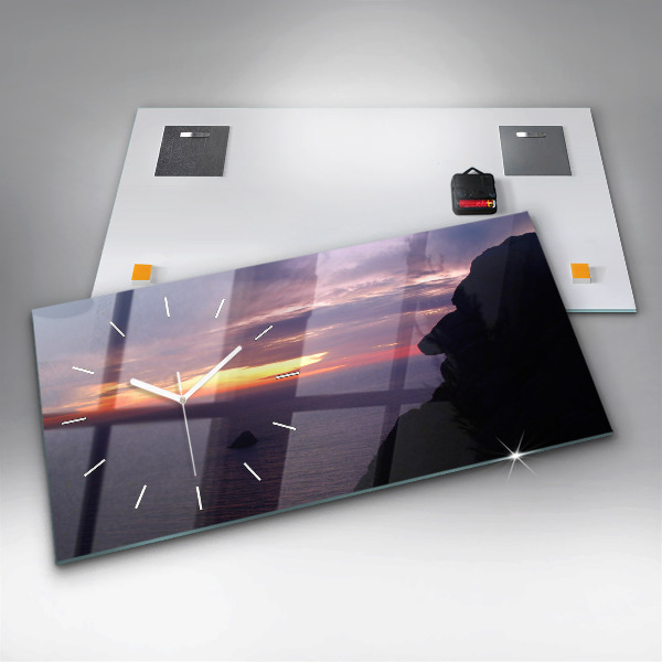 Glass wall clock rectangular Stone head