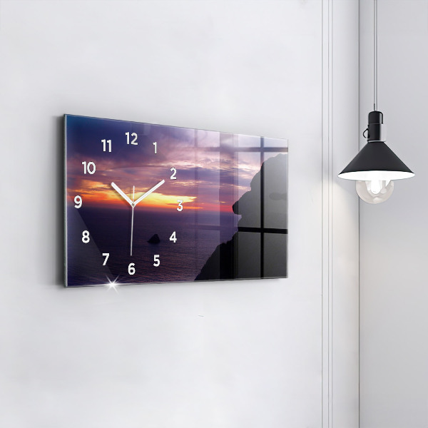 Glass wall clock rectangular Stone head