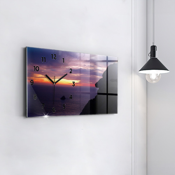 Glass wall clock rectangular Stone head