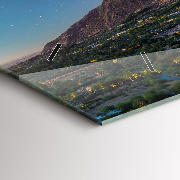 Glass wall clock rectangular Mountain Landscape