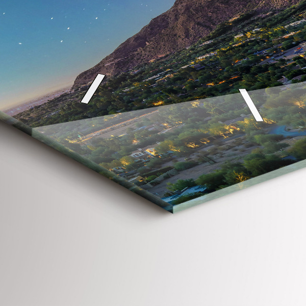 Glass wall clock rectangular Mountain Landscape