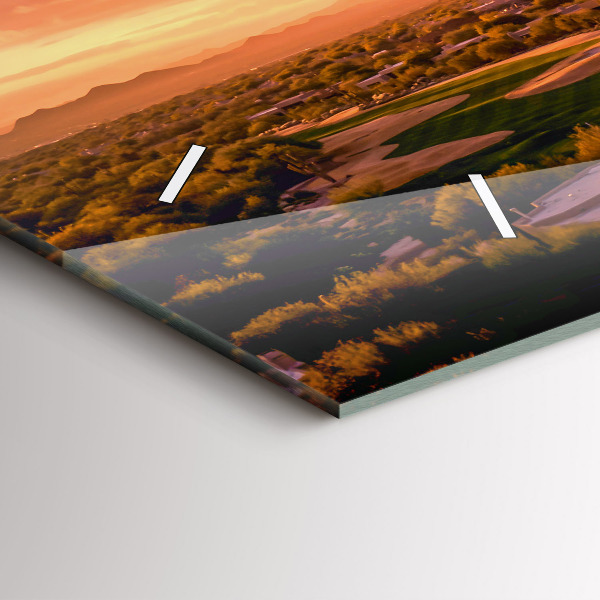 Glass wall clock rectangular North Scottsdale Sunset