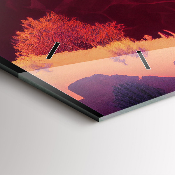 Glass wall clock rectangular Arizona desert illustration
