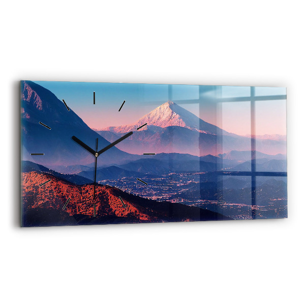 Glass wall clock rectangular Mountains in San Antonio USA