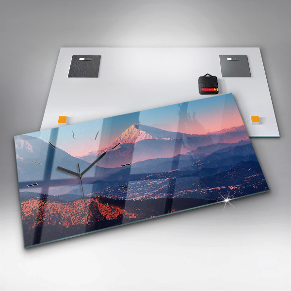 Glass wall clock rectangular Mountains in San Antonio USA