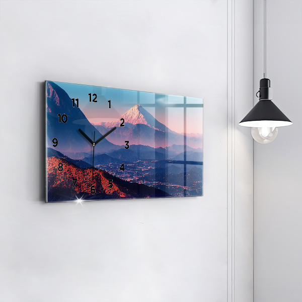 Glass wall clock rectangular Mountains in San Antonio USA