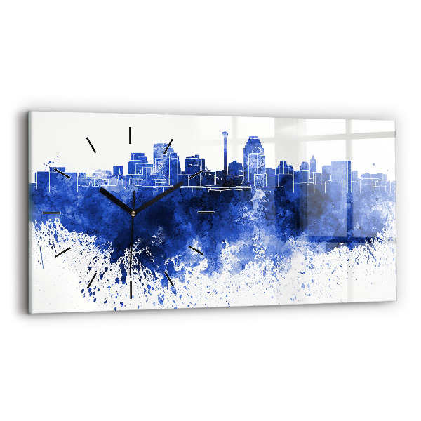 Glass wall clock rectangular San Antonio Watercolors