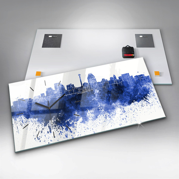 Glass wall clock rectangular San Antonio Watercolors