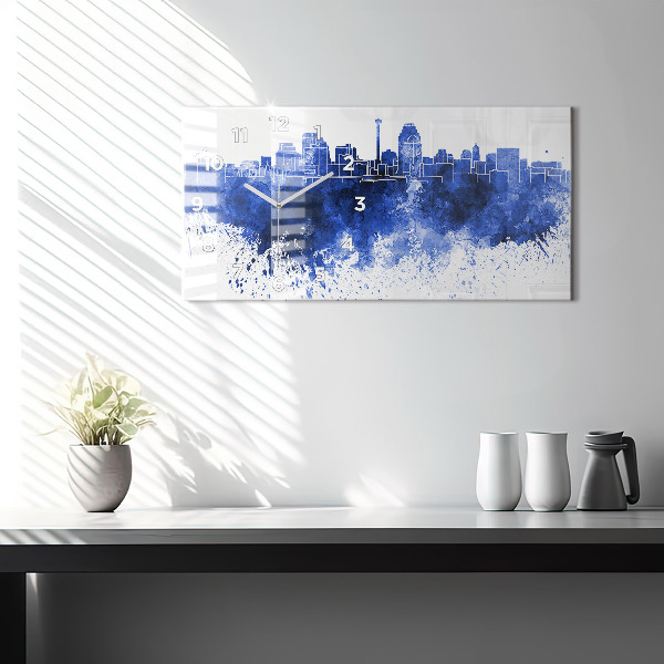 Glass wall clock rectangular San Antonio Watercolors