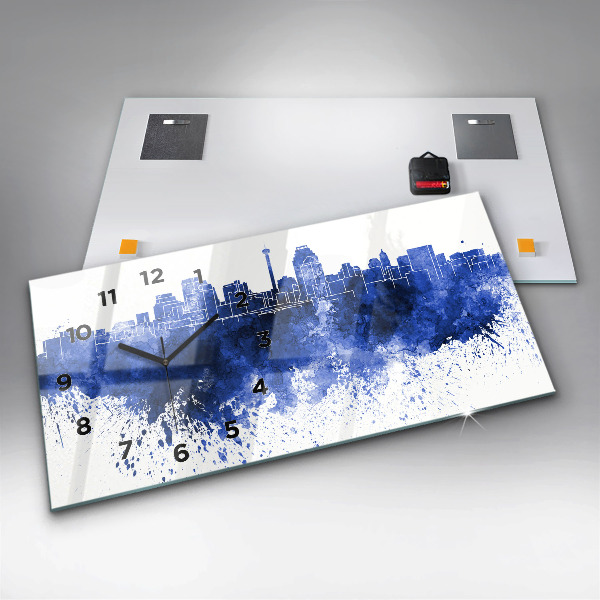 Glass wall clock rectangular San Antonio Watercolors