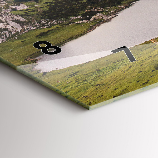 Glass wall clock rectangular Lake and Pyrenees Mountains