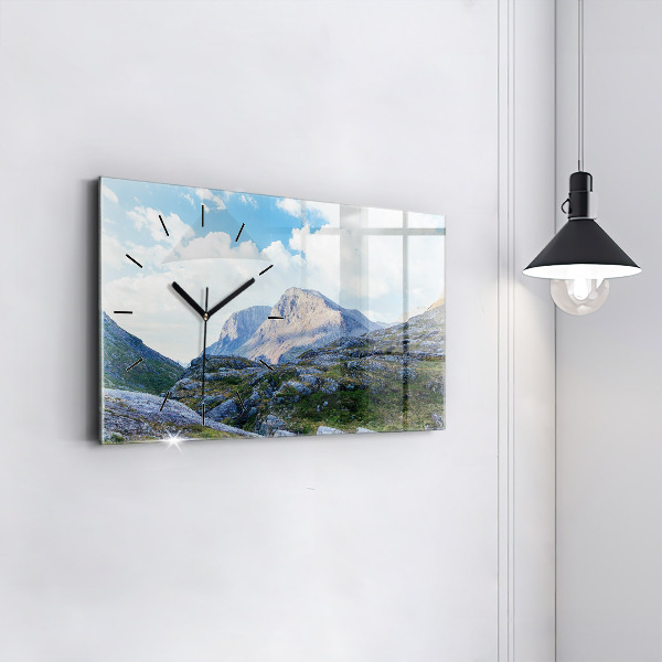 Glass wall clock rectangular Rocky Landscape