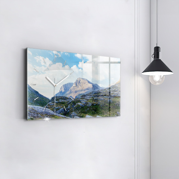Glass wall clock rectangular Rocky Landscape
