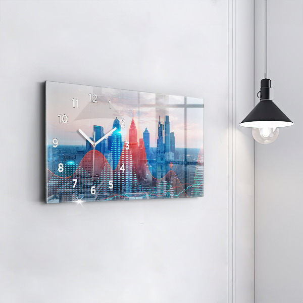 Glass wall clock rectangular Skyscrapers in Philadelphia