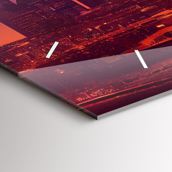 Glass wall clock rectangular Philadelphia City at Night