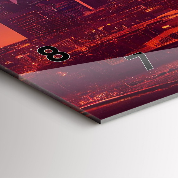 Glass wall clock rectangular Philadelphia City at Night