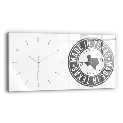 Glass wall clock rectangular Texas stamp